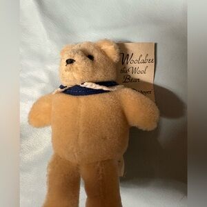 Vintage Tan Teddy Bear with Blue Scarf